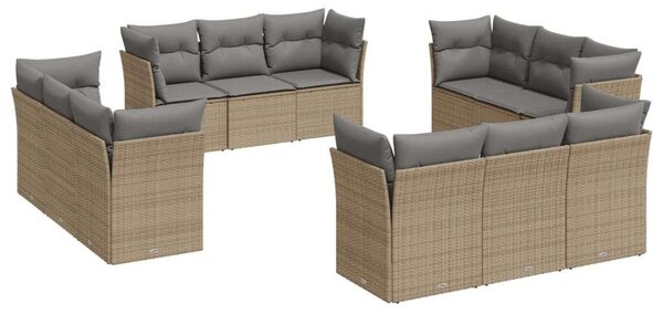 VidaXL Polyrattan Kerti Ülőgarnitúra - 12 részes - Bézs