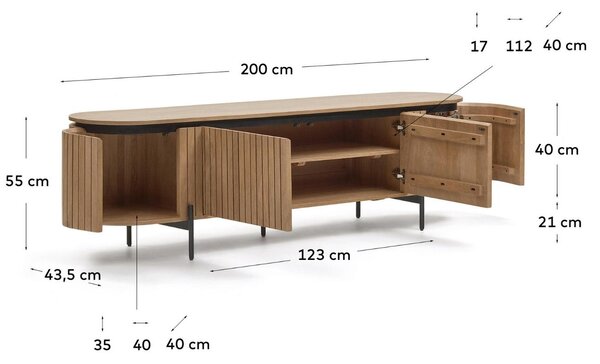 Fa TV állvány Kave Home Licia 200 x 55 cm