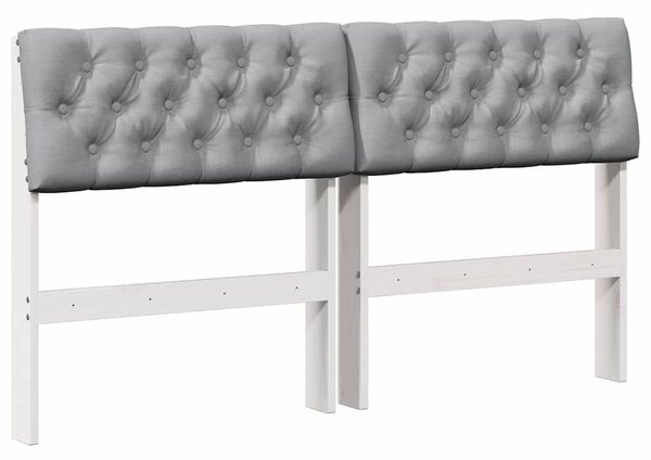 VidaXL Kárpitozott fejtámla Világosszürke 160 cm Tömör fenyőfa