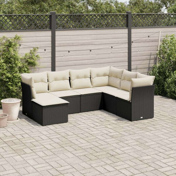 VidaXL Polyrattan Kerti Ülőgarnitúra - 7 részes - Fekete