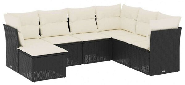 VidaXL Polyrattan Kerti Ülőgarnitúra - 7 részes - Fekete