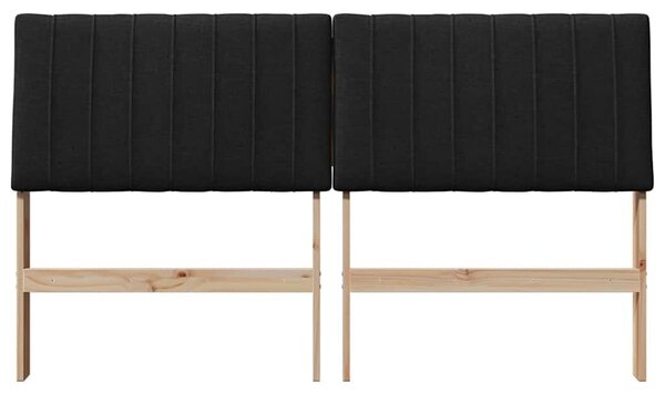 VidaXL Kárpitozott fejtámla Fekete 150 cm Tömör fenyőfa