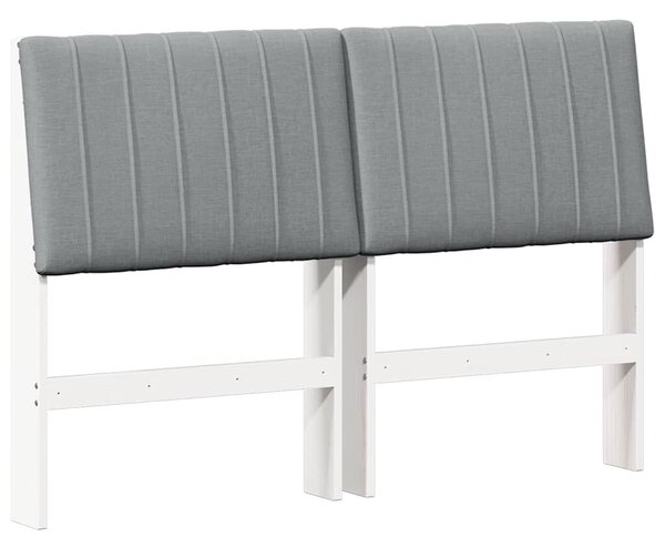 VidaXL Kárpitozott fejtámla Világosszürke 140 cm Tömör fenyőfa