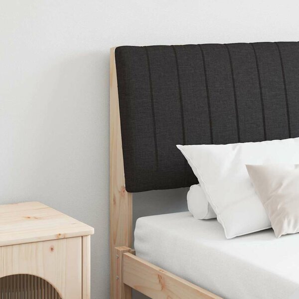 VidaXL Kárpitozott fejtámla Fekete 150 cm Tömör fenyőfa