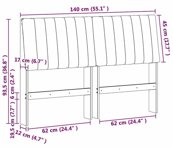 VidaXL Kárpitozott fejtámla Világosszürke 140 cm Tömör fenyőfa