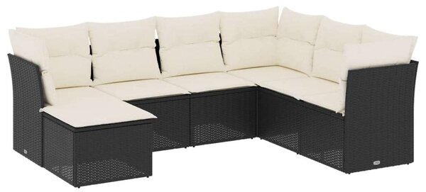 VidaXL Polyrattan Kerti Ülőgarnitúra - 7 részes - Fekete