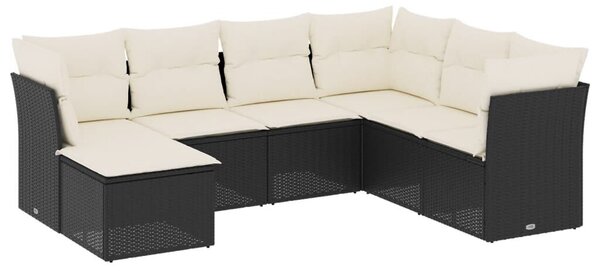 VidaXL Polyrattan Kerti Ülőgarnitúra - 7 részes - Fekete