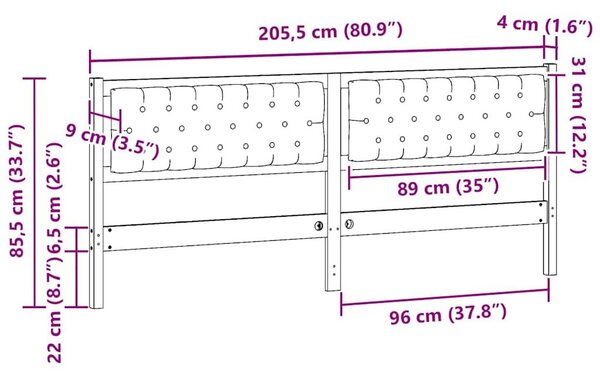 VidaXL Fejtámla Egyéb Barna és taupe 200 cm Tömör fenyőfa
