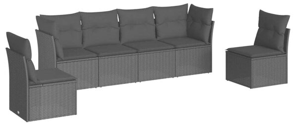 VidaXL Polyrattan Kerti Ülőgarnitúra - Fekete - 6 részes