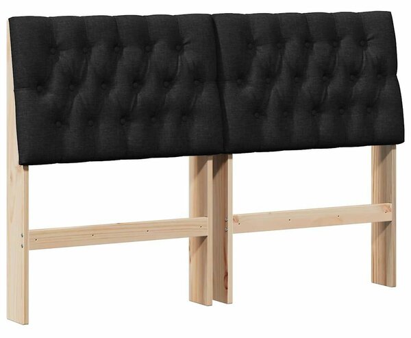 VidaXL Kárpitozott fejtámla Fekete 160 cm Tömör fenyőfa
