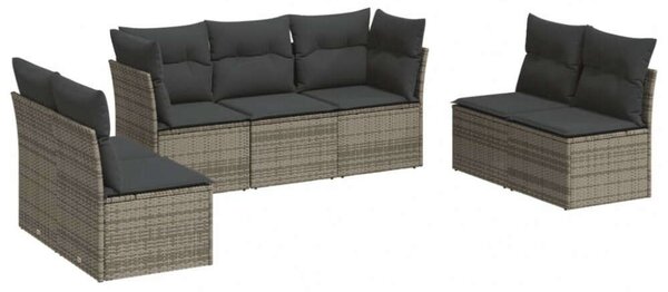 VidaXL Polyrattan Kerti Ülőgarnitúra - 7 részes - Szürke