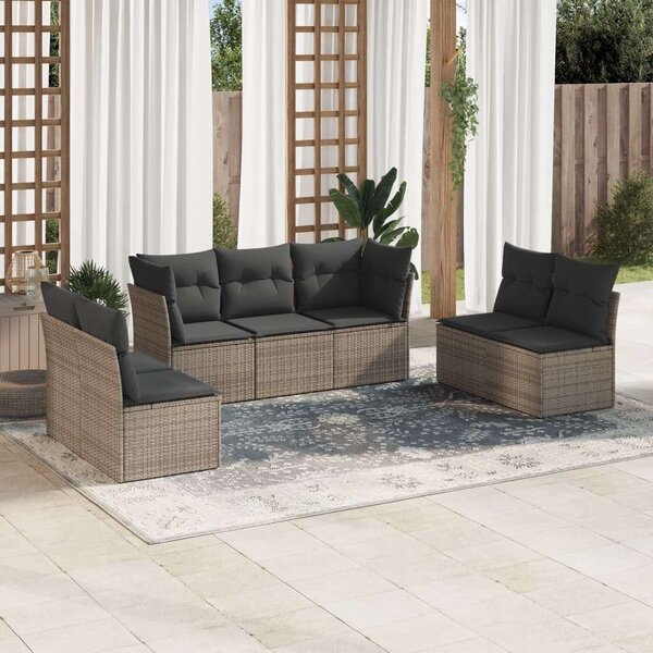 VidaXL Polyrattan Kerti Ülőgarnitúra - 7 részes - Szürke