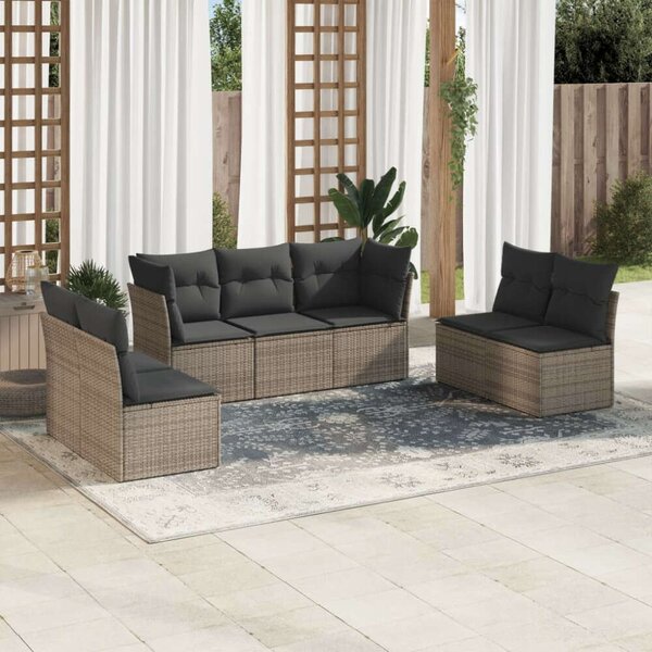 VidaXL Polyrattan Kerti Ülőgarnitúra - 7 részes - Szürke
