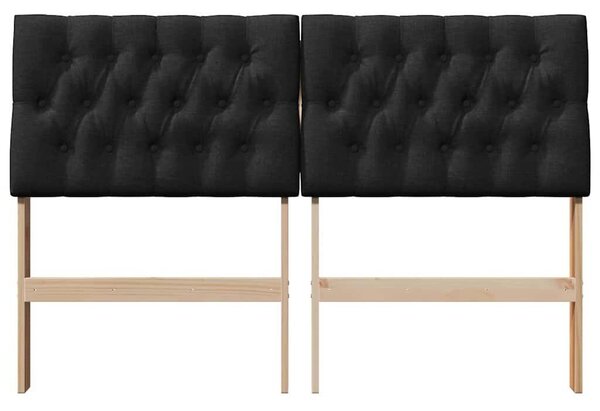 VidaXL Kárpitozott fejtámla Fekete 160 cm Tömör fenyőfa