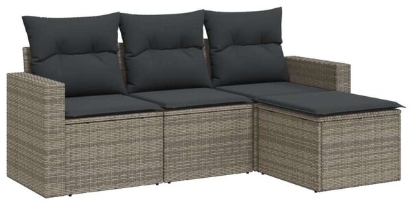 VidaXL Polyrattan Kerti Ülőgarnitúra - 4 részes - Szürke
