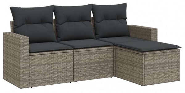 VidaXL Polyrattan Kerti Ülőgarnitúra - 4 részes - Szürke