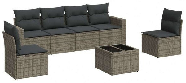 VidaXL Polyrattan Kerti Ülőgarnitúra - 7 részes - Szürke