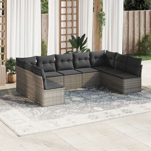 VidaXL Polyrattan Kerti Ülőgarnitúra - 9 részes - Szürke