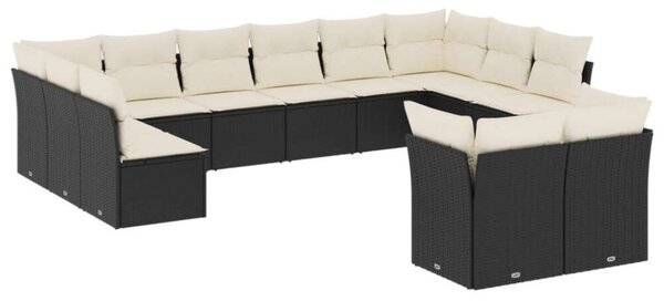 VidaXL Polyrattan Kerti Ülőgarnitúra - 12 részes - Fekete