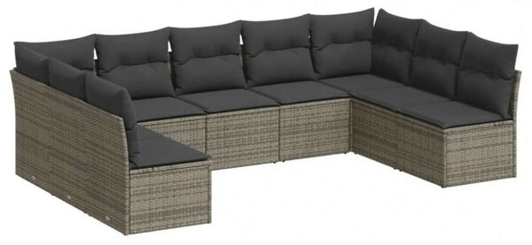VidaXL Polyrattan Kerti Ülőgarnitúra - 9 részes - Szürke