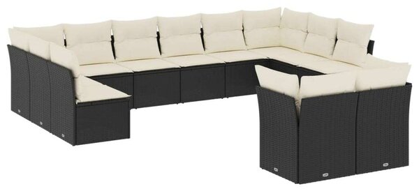 VidaXL Polyrattan Kerti Ülőgarnitúra - 12 részes - Fekete