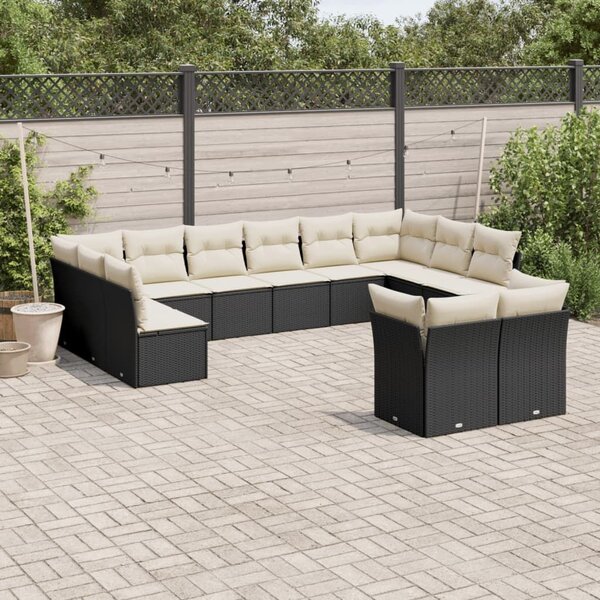 VidaXL Polyrattan Kerti Ülőgarnitúra - 12 részes - Fekete