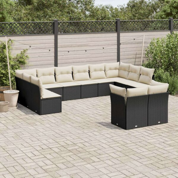VidaXL Polyrattan Kerti Ülőgarnitúra - 12 részes - Fekete