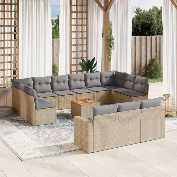 VidaXL Polyrattan Kerti Ülőgarnitúra - 14 részes - Bézs