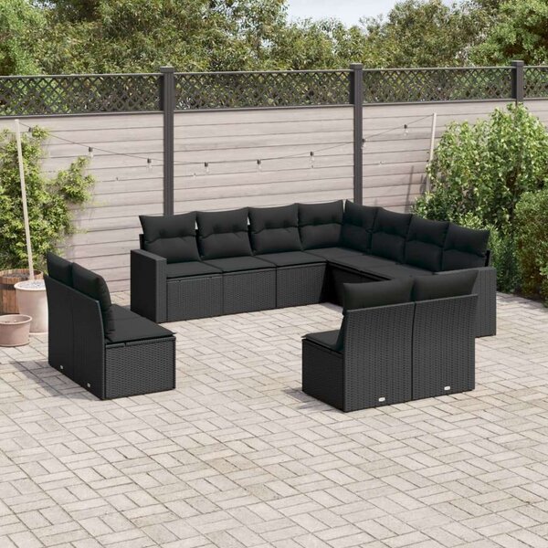 Polyrattan Kerti Ülőgarnitúra - 11 részes - Fekete