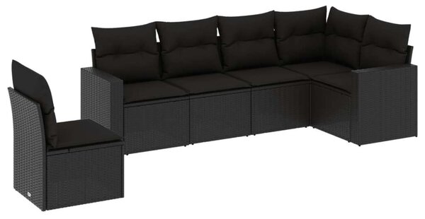 VidaXL Polyrattan Kerti Ülőgarnitúra - Fekete - 6 részes