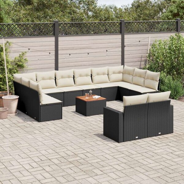 VidaXL Polyrattan Kerti Ülőgarnitúra - 13 részes - Fekete