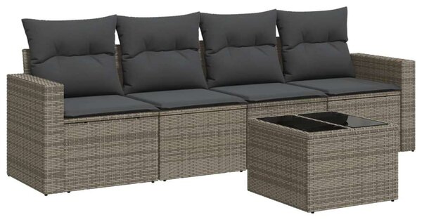 VidaXL Polyrattan Kerti Ülőgarnitúra - 5 részes - Szürke
