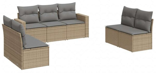 VidaXL Polyrattan Kerti Ülőgarnitúra - 7 részes - Bézs