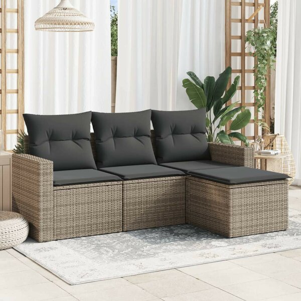 VidaXL Polyrattan Kerti Ülőgarnitúra - 4 részes - Szürke