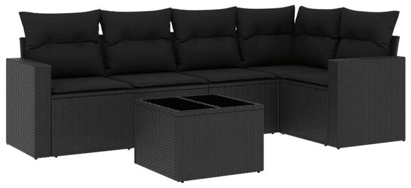 Polyrattan Kerti Ülőgarnitúra - 6 részes - Fekete