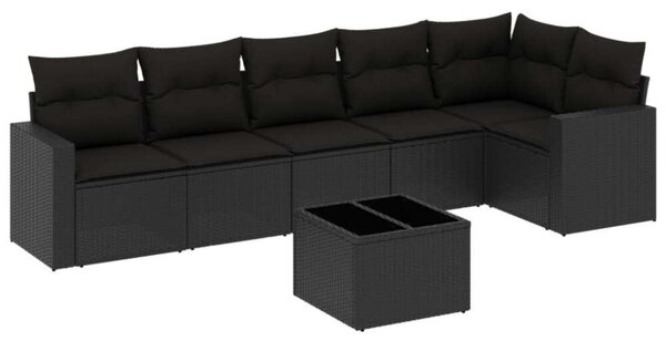 VidaXL Polyrattan Kerti Ülőgarnitúra - 7 részes - Fekete