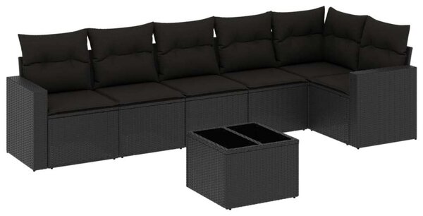 VidaXL Polyrattan Kerti Ülőgarnitúra - 7 részes - Fekete