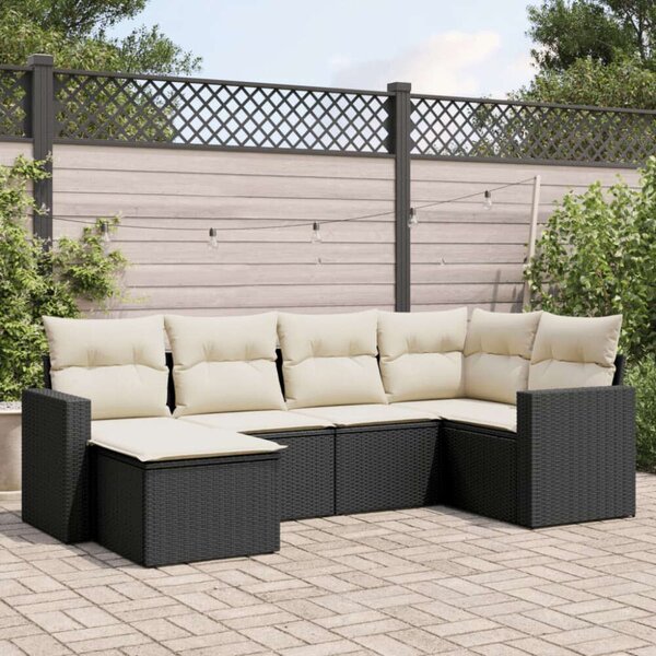 VidaXL Polyrattan Kerti Ülőgarnitúra - 6 részes - Fekete