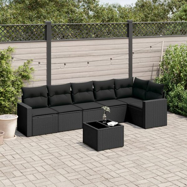 VidaXL Polyrattan Kerti Ülőgarnitúra - 7 részes - Fekete