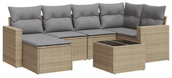VidaXL Polyrattan Kerti Ülőgarnitúra - 7 részes - Bézs