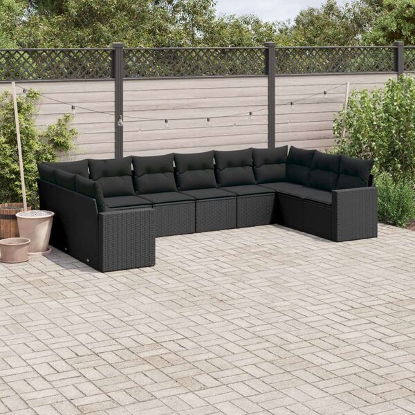 VidaXL Polyrattan Kerti Ülőgarnitúra - 10 részes - Fekete