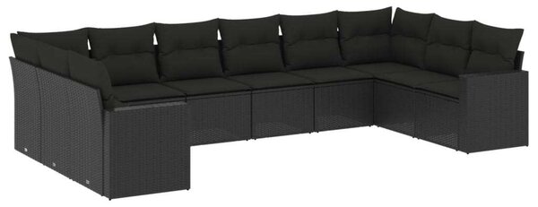 VidaXL Polyrattan Kerti Ülőgarnitúra - 10 részes - Fekete
