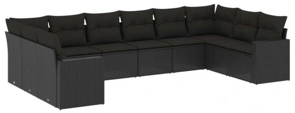 VidaXL Polyrattan Kerti Ülőgarnitúra - 10 részes - Fekete