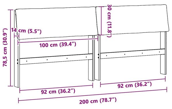 VidaXL Kárpitozott fejtámla Tópszínű 200 cm Tömör fenyőfa