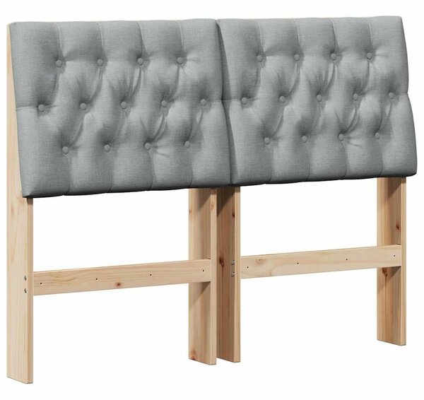 VidaXL Kárpitozott fejtámla Világosszürke 120 cm Tömör fenyőfa