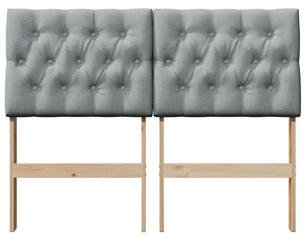 VidaXL Kárpitozott fejtámla Világosszürke 120 cm Tömör fenyőfa