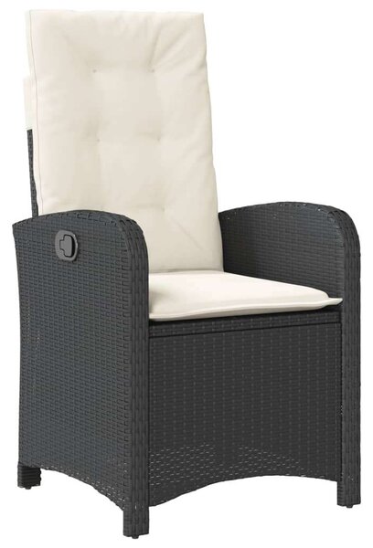 VidaXL 7 részes fekete polyrattan kerti étkezőgarnitúra párnával