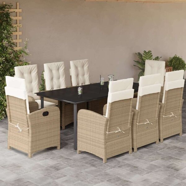 VidaXL Polyrattan Kerti Étkezőgarnitúra - 9 részes