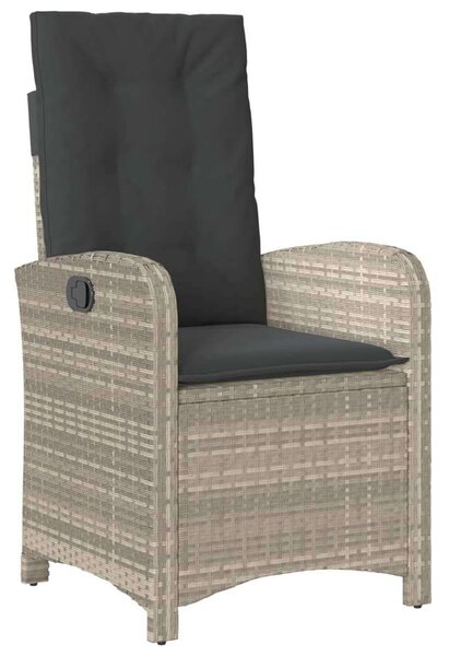 VidaXL 5részes világosszürke polyrattan kerti étkezőgarnitúra párnával
