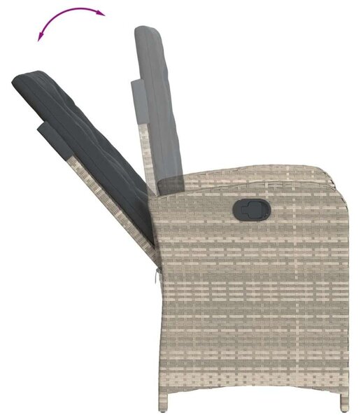 VidaXL 5részes világosszürke polyrattan kerti étkezőgarnitúra párnával